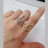 Snake High Polish 18K Gold Copper Free Size Adjustable Ring For Women