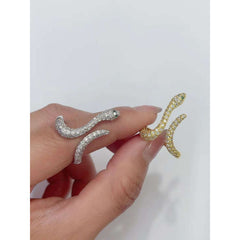 Snake Dainty Green Eye Cubic Zirconia 18K Gold Free Size Ring for Women