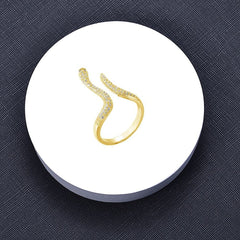 Snake Dainty Green Eye Cubic Zirconia 18K Gold Free Size Ring for Women