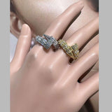 Nail Gothic Baguette Cubic Zirconia 18K Gold Open Back Ring For Women