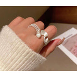 Curly Twisted Frosted Silver Anti Tarnish Open Back Free Size Ring for Women
