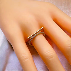 Square Circle Cubic Zirconia 18K Gold Anti Tarnish Adjustable Ring for Women