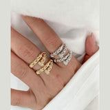 Nail Screw Star Filigree 18K Gold Anti Tarnish Free Size Ring for Women