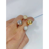 Double Cubic Zirconia 18K Gold Glossy Ball Anti Tarnish Free Size Ring for Women
