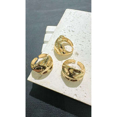 Beaten Glossy Gold 18K Gold Anti Tarnish Open Back Ring for Women