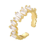 Eternity Baguette Cubic Zirconia 18K Gold Free Size Open Back Ring For Women