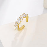 Eternity Baguette Cubic Zirconia 18K Gold Free Size Open Back Ring For Women