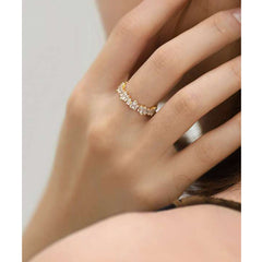 Eternity Baguette CZ 18K Gold Free Size Open Back Ring