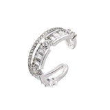 Smart Cubic Zirconia 18K Silver Free Size Open Back Ring For Women