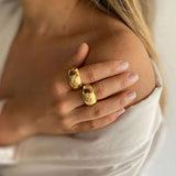 Honey Comb 18K Gold Anti Tarnish Adjustable Free Size Ring For Women