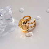 Beaten 18K Gold Anti Tarnish Adjustable Free Size Ring For Women