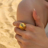 Beaten 18K Gold Anti Tarnish Adjustable Free Size Ring For Women