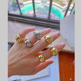 Rainbow Multi 18K Gold Anti Tarnish Cubic Zirconia Free Size Ring For Women
