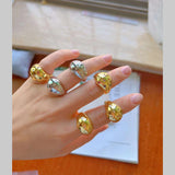 Rainbow Multi 18K Gold Anti Tarnish Cubic Zirconia Free Size Ring For Women