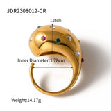 Rainbow Multi 18K Gold Anti Tarnish Cubic Zirconia Adjustable Ring For Women