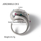 Rainbow Multi 18K Gold Anti Tarnish Cubic Zirconia Adjustable Ring For Women