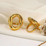 Oval 18K Gold Anti Tarnish Free Size Ring For Women