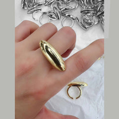 Oval 18K Gold Anti Tarnish Free Size Ring For Women