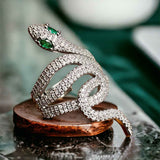 Snake Cubic Zirconia Crystal 18K Rose Gold Anti Tarnish Ring For Women