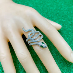 Snake Cubic Zirconia Crystal 18K Rose Gold Anti Tarnish Ring For Women