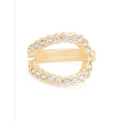 Stylish U Shape Cubic Zirconia Gold Copper Adjustable Ring For Women
