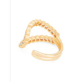 Stylish U Shape Cubic Zirconia Gold Copper Adjustable Ring For Women