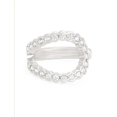 Stylish U Shape Cubic Zirconia Gold Copper Adjustable Ring For Women