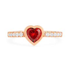 Heart Love Solitaire Cubic Zirconia Gold Red Maroon Copper Open Back Band Ring for Women