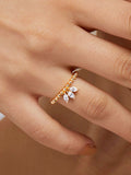 Marquise Cut Solitaire Cubic Zirconia Gold Copper Adjustable Ring for Women