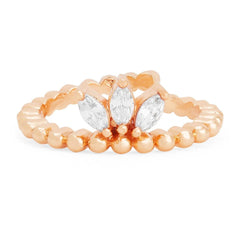 Marquise Cut Solitaire Cubic Zirconia Gold Copper Adjustable Ring for Women