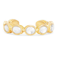 Oval Shape Cubic Zirconia Gold Copper Open Back Band Ring for Women