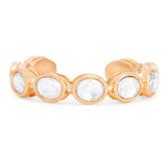 Oval Shape Cubic Zirconia Gold Copper Open Back Band Ring for Women