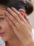 Arrow Round Solitaire Cubic Zirconia Gold Copper Open Back Ring for Women