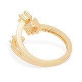 Y Shape Cubic Zirconia Gold Copper Adjustable Ring for Women