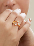 Y Shape Cubic Zirconia Gold Copper Adjustable Ring for Women