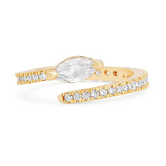 Marquise Cut Solitaire Cubic Zirconia Gold Copper Adjustable Band Ring for Women