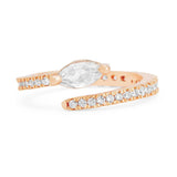 Marquise Cut Solitaire Cubic Zirconia Gold Copper Adjustable Band Ring for Women
