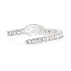 Marquise Cut Solitaire Cubic Zirconia Gold Copper Adjustable Band Ring for Women