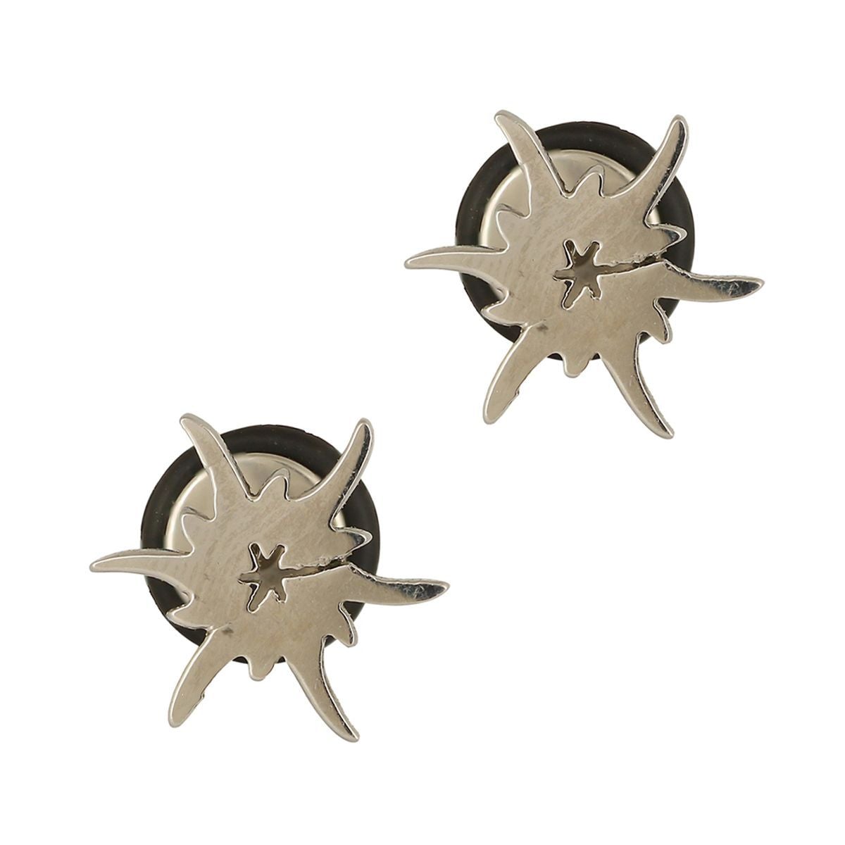 Stainless Steel Mens Ear Stud Pair Earring High Polish Star Bust