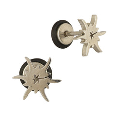Stainless Steel Mens Ear Stud Pair Earring High Polish Star Bust