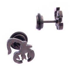 Stainless Steel Mens Ear Stud Pair Earring Black Crab Lobster