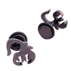 Stainless Steel Mens Ear Stud Pair Earring Black Crab Lobster