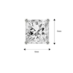 Stainless Steel Ear Stud Pair Earring Square Princess Cutcz