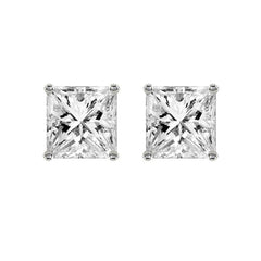 Stainless Steel Ear Stud Pair Earring Square Princess Cutcz