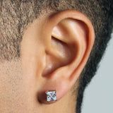 Stainless Steel Ear Stud Pair Earring Square Princess Cutcz