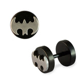 Round Black Silver Surgical Stainless Steel Pair Stud Earring Men Gift