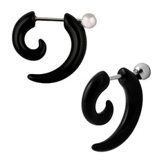 Tusk Nail Black Silver Surgical Stainless Steel Pair Stud Earring Men