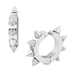 Spike Punk Ball Rhodium Stainless Steel Pair Stud Earring Men