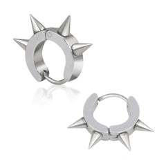 Spike Punk Ball Rhodium Stainless Steel Pair Stud Earring Men