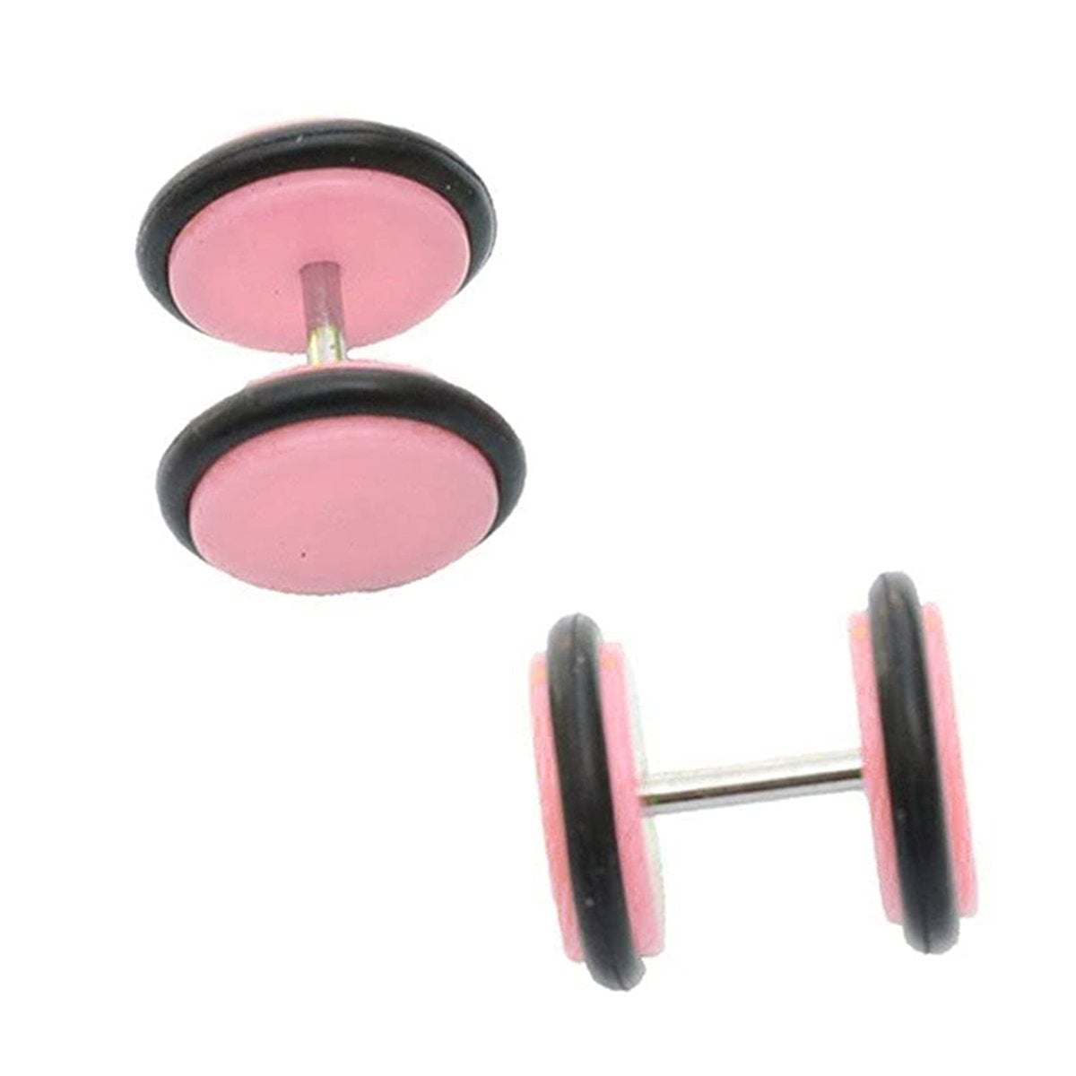 Biker Light Pink Silicon Pair Pierced Stud Earring For Men